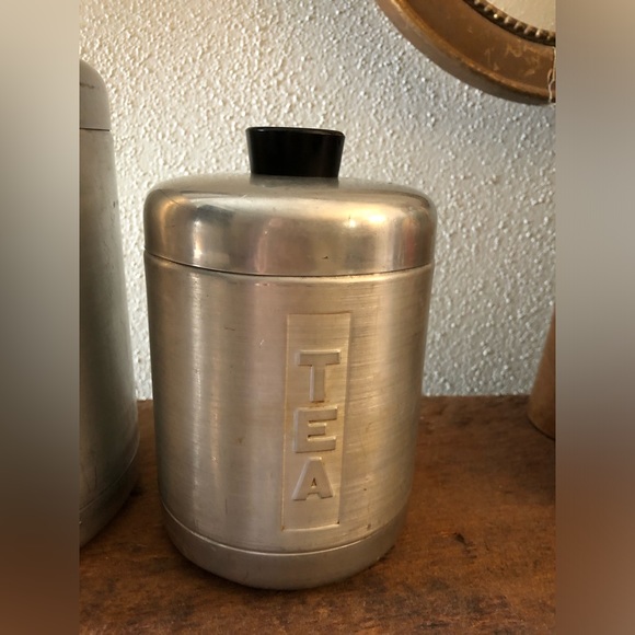 Set 3 Canisters/Contenants aluminium vintage. Farine, sucre, thé - Picture 4 of 7